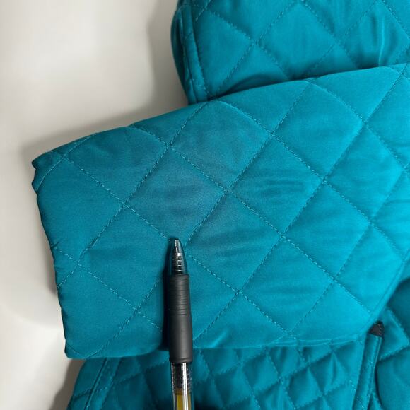 Studio Works Teal Diamond Quilted Field Jacket Coat Womens Petite Size Medium PM - Picture 12 of 12
